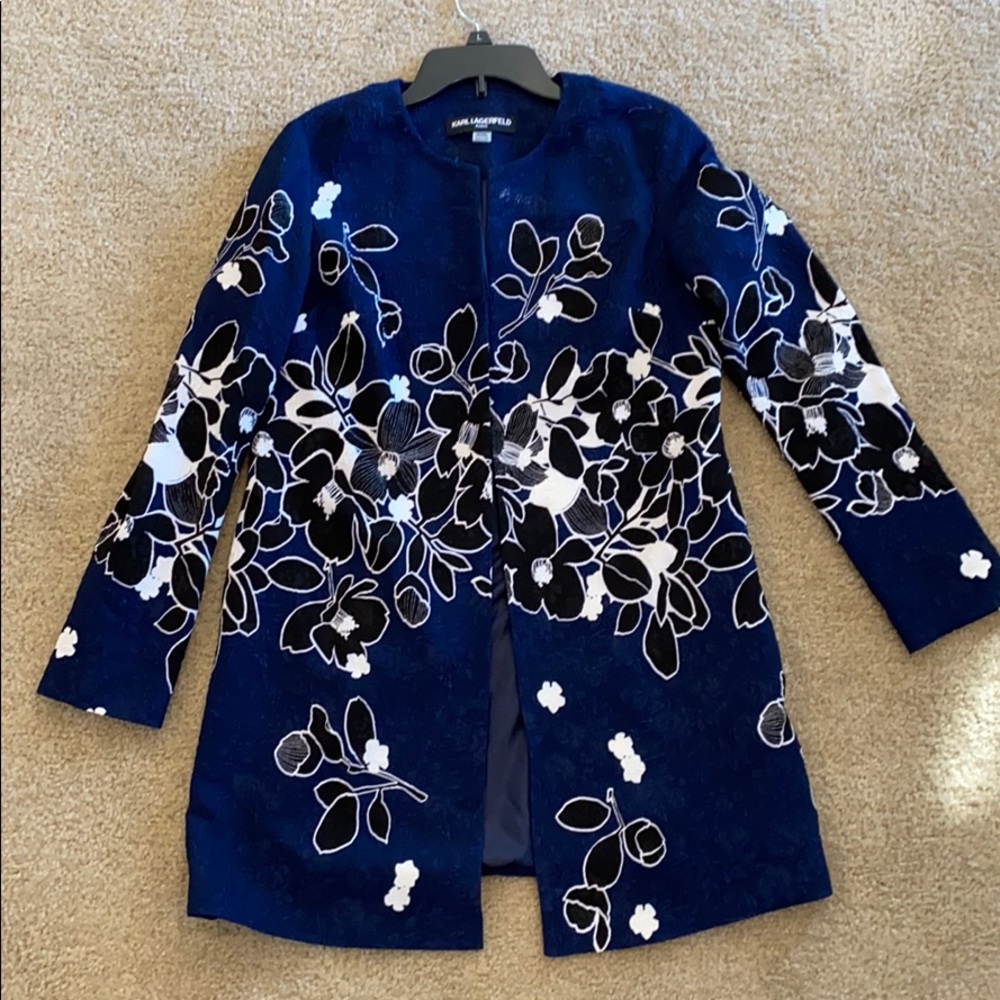 Karl Lagerfeld Blue Floral Coat